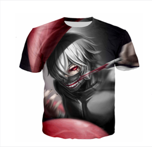

summer style fashion mens/womens classic anime tokyo ghoul funny 3d print casual t-shirt abcq00117, White;black