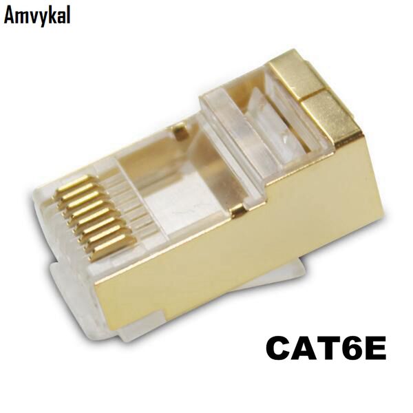 

1000pcs/lot gold rj45 rj-45 cat6e lan cable modular plug network adapter cat6 8p8c modular plug ethernet connector