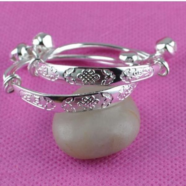 

2 шт./пара новые горячие продажа s925 серебряный белый медь китайский узел childrend браслет колокола baby браслет ювелирных изделий падение, Black