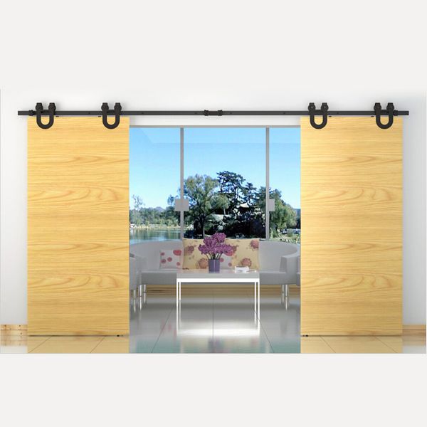 Biparting Double Sliding Barn Door Heavy Duty Modern Horseshoe