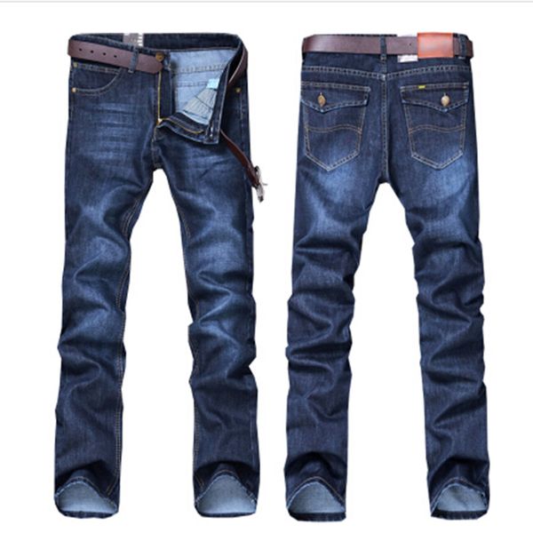 

wholesale-autumn wear jeans men new youth straight cultivate one morality leisure trousers thin men trousers business cowboy pants straight, Blue