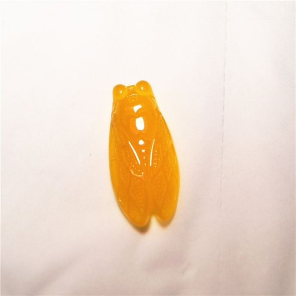 

handmade natural agate golden cicada (blockbuster). lucky necklace pendant, Silver