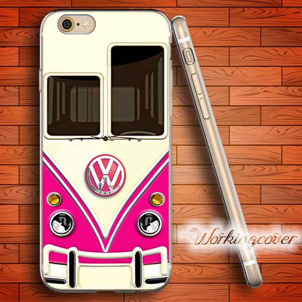 

fundas pink vw mini bus soft clear tpu case for iphone 6 6s 7 plus 5s se 5 5c 4s 4 case silicone cover