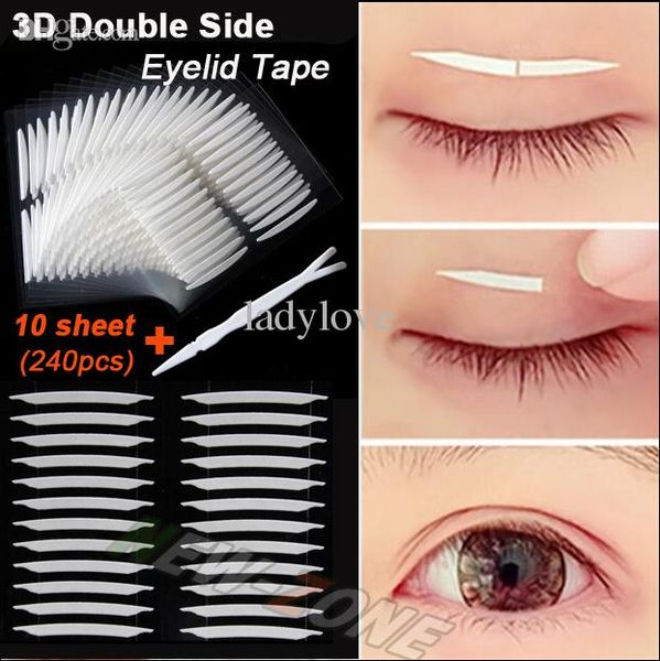 

unique sharp angled 3d double sided invisible eyelid tape strong adhesive eyelid stickers gift tool 240pcs=10 sheet