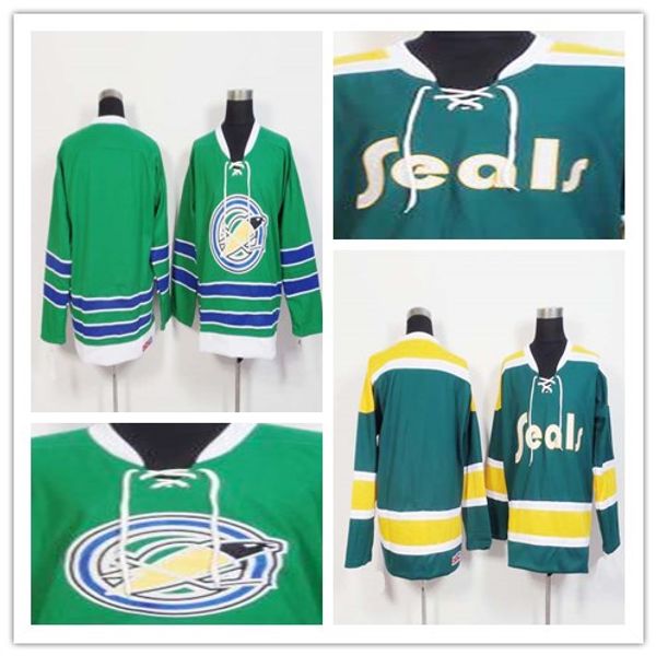 

Wholesale California Golden Seals 1970-71 Mens Jerseys Blank Vintage CCM Home Green Ice Hockey Jersey 100% Stitched Logos