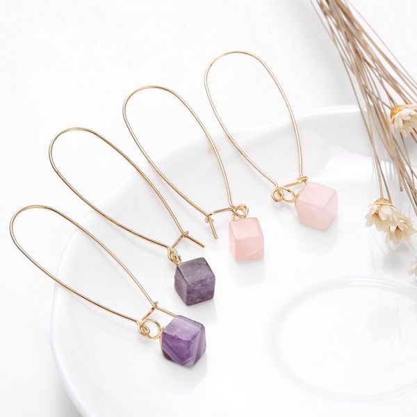 

Turquoise Stone Earrings Gemstone Dropping Earring For Women Natural Stone Beads Turquoise Agate Dangle Chandelier Earrings