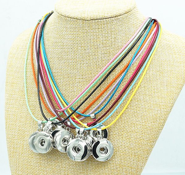 

New DJ064 Beauty 10pcs colorful rope ginger snap necklace 42CM fit 18mm ginger snap buttons wholesale