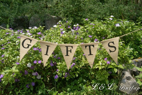 

wholesale- gifts burlap banner, gifts sign, rustic wedding decor, gift table banner, reception banner