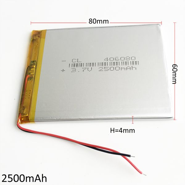 EHAO 406080 3.7 V 2500 mAh Li Polímero de Lítio Recarregável Bateria de alta capacidade células Para DVD PAD GPS banco de potência Da Câmera E-book Recorder