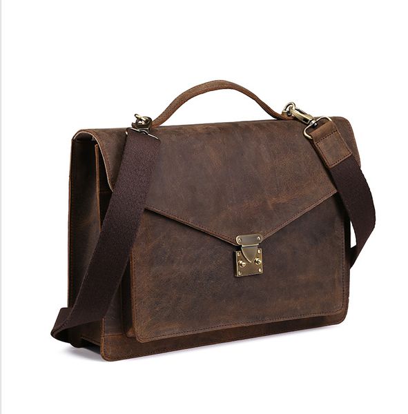 

mens crazy horse leather business portable briefcases vintage genuine leather cross body briefcase for men ing