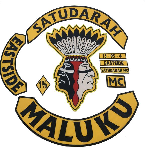 Nuovo arrivo Satudarah MC ricamato in ferro ricamato su patch motociclista motostello per motociclisti patch per patch di piloti di dimensioni ridotte G0397 Spedizione gratuita