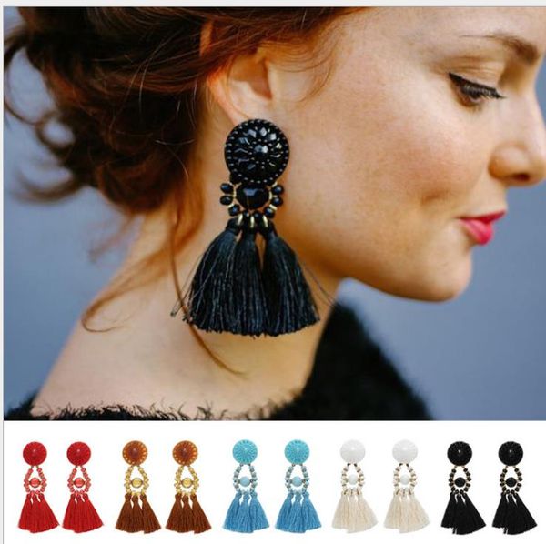 

fashion tassel earrings for women bohemian wedding classic fringed beads drop dangle earrings jewelry, Silver