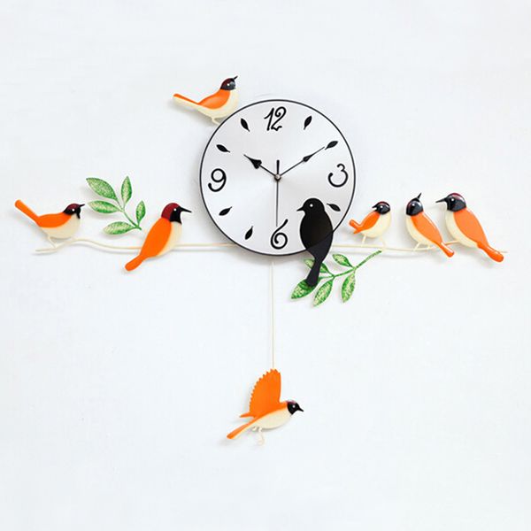 

wholesale- bird wall clock 2016 wall clock home decoration decor single clocks painting watch morden design birds unique gift craft t6
