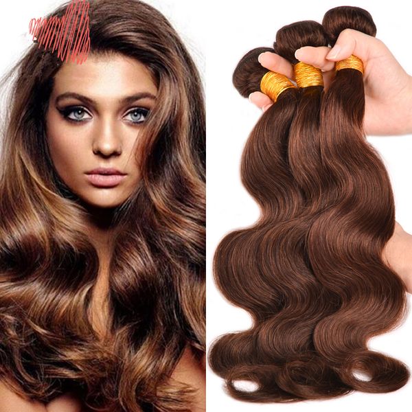 Compre Marrón Oscuro 4 Onda Del Cuerpo Del Cabello Humano 3 Paquetes De Virgen Brasileña Trama De Cabello Humano De Color Marrón Chocolate Onda