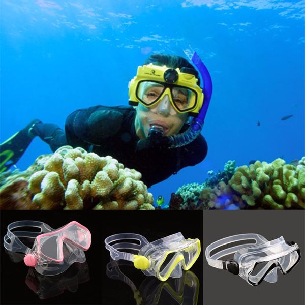 

wholesale- children kids diving swimming mask plain glasses tempered glass lens snorkeling elastic strap anti fog dive protection glass