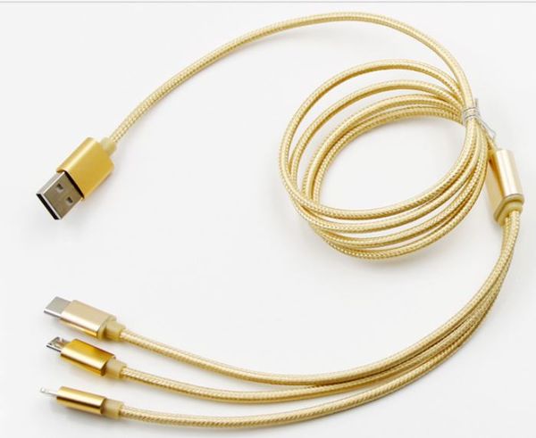 

3 in 1 cable 1 2m braided u b charging cable for type c am ung 7 8 plu htc ony lg