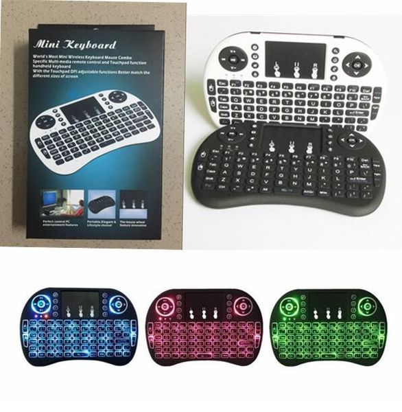 

i8 2.4GHz Air Mouse Keyboard Remote Control Touchpad For Android Box TV 3D Game Tablet Pc Mini backlight Wireless Keyboard Rii