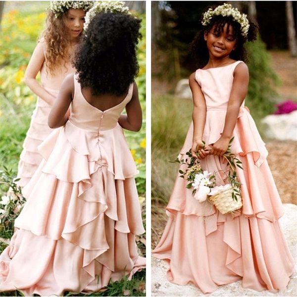 

brand new flower girl dresses for wedding 2017 pretty blush pink little girls kids/child dress party pageant communion dress, White;blue
