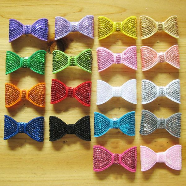 

2 inch pretty sequins ribbon bows diy baby bowknot hair elastic bobbles bow hairband hair accessories kids mix 18 color c93l, Slivery;white