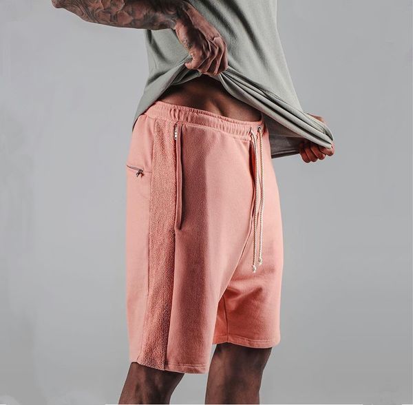 

wholesale- good quality men hip hop drawstring shorts zipper pocket pink drop crotch fashion men's harem shorts rap and roll fashion st, White;black