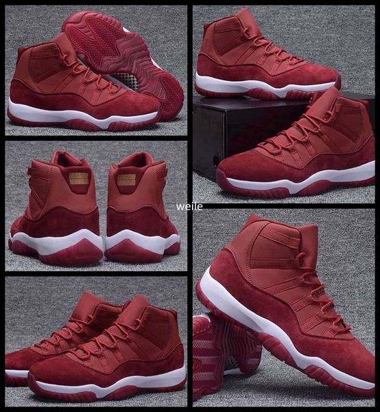 

2017 red velvet heiress mens 11 xi basketball shoes high cut wool sneakers 11s trainers athletics man sports shoe size us 7-13, White;red