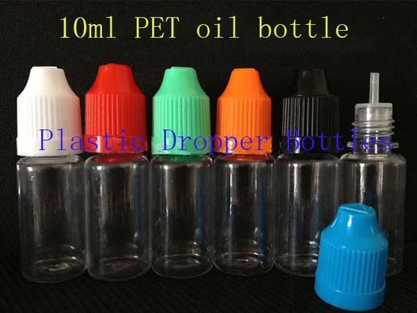 

1000pcs pet 10ml plastic dropper bottles with childproof cap with long thin tip for e cig vapor vape liquid needle dropper bottles