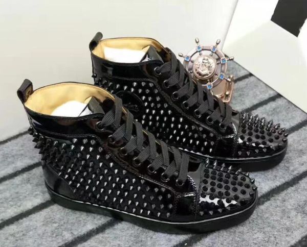 

drop shipping new casual Prefer Luxury Party Shoes Шипы Красный нижний кроссовки Flat Men's High Top Lace-up Fashion Weddin