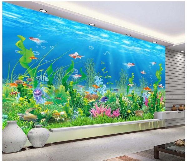 

3d wallpaper custom p non-woven mural marine coral fish sea museum room decor painting picture 3d wall muals wall paper for walls 3 d
