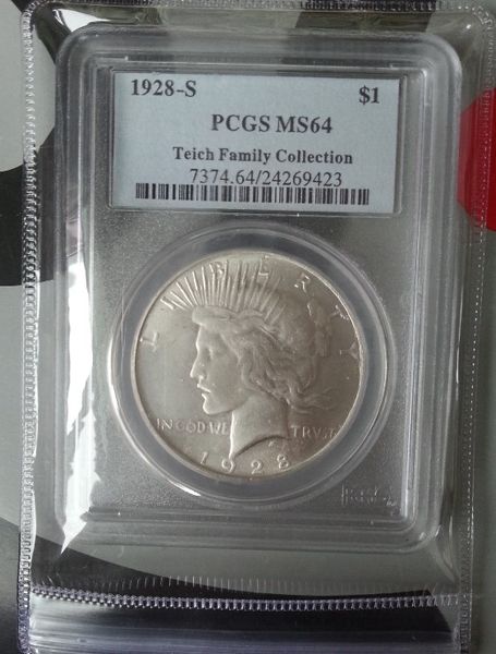 

Продажа PCGS 1928-S MS64 один доллар мира монета / бесплатная доставка