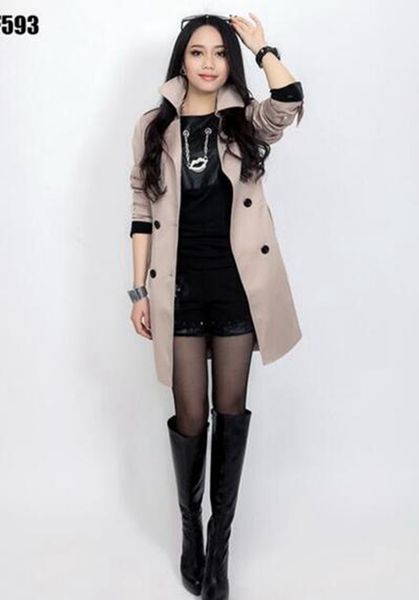 

the woman with the spring and autumn period and the leisure fashion show thin long cultivate one's morality trench coat / s-4xl, Black