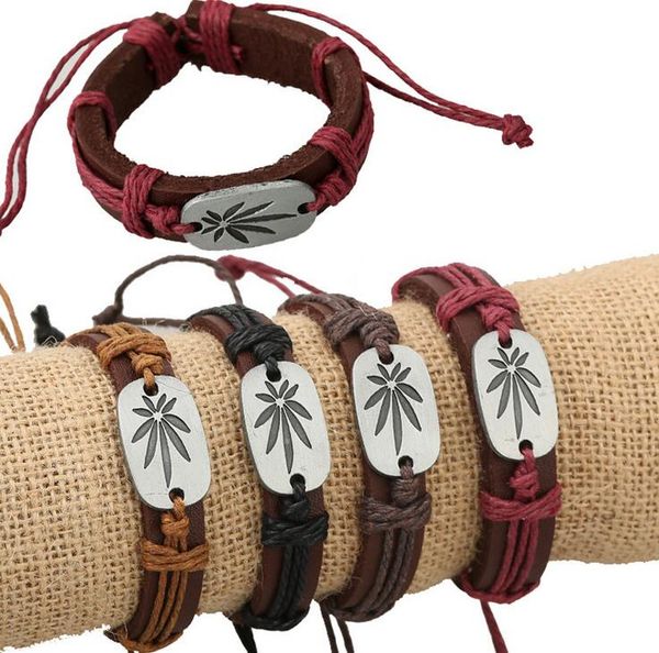 

new arrival new weaving alloy maple leaf leather bracelet leather bracelet fb073 mix order 20 pieces a lot charm bracelets, Golden;silver