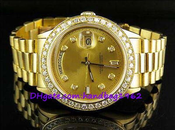 

luxury watches 18k mens yellow gold president 36mm diamond watch, Slivery;brown