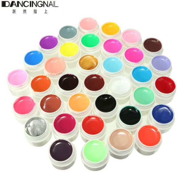 

wholesale- pro 36 pots nail art uv gel tips shiny cover solid colors excellent extension diy manicure for decoration design tools, Red;pink
