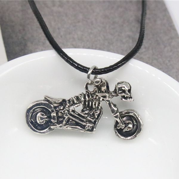 

jmyy jewelry new cool punk men necklace skeleton motorcycle necklaces & pendants silver plated alloy necklace for men