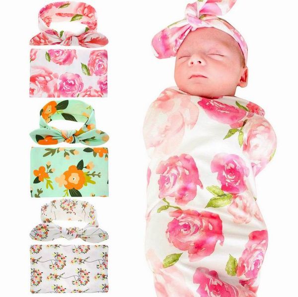 

розничная новорожденного ребенка цветочные получения одеяла пеленание хлопок одеяла с оголовьем фотографии реквизит 90 * 90 см pj008