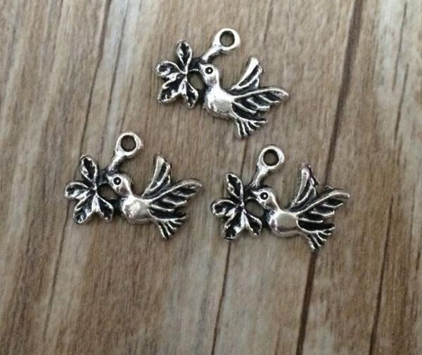 

100pcs 19.5x15mm antique silver brid alloy charm metal hole beads dangle fit european bracelets 2017 charms style, Bronze;silver