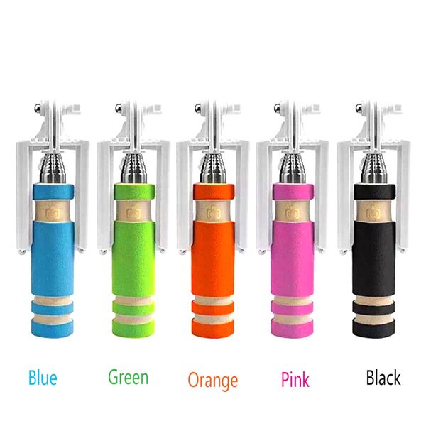 

mini folding mobile phone wired selfie sticks 5 colors mini wired selfie stick handheld monopod super handheld