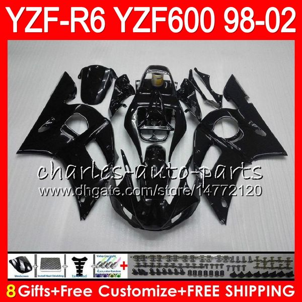 

8Gifts 23Color For YAMAHA YZF600 YZFR6 98 99 00 01 02 YZF-R600 54HM24 YZF 600 YZF-R6 YZF R6 1998 1999 2000 2001 2002 Fairing kit Gloss black