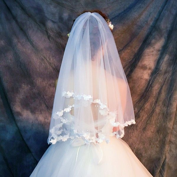 Veli da sposa e copricapo di nuovo arrivo Spedizione gratuita Velo da sposa su misura economico in tulle di applique a farfalla lunghezza gomito