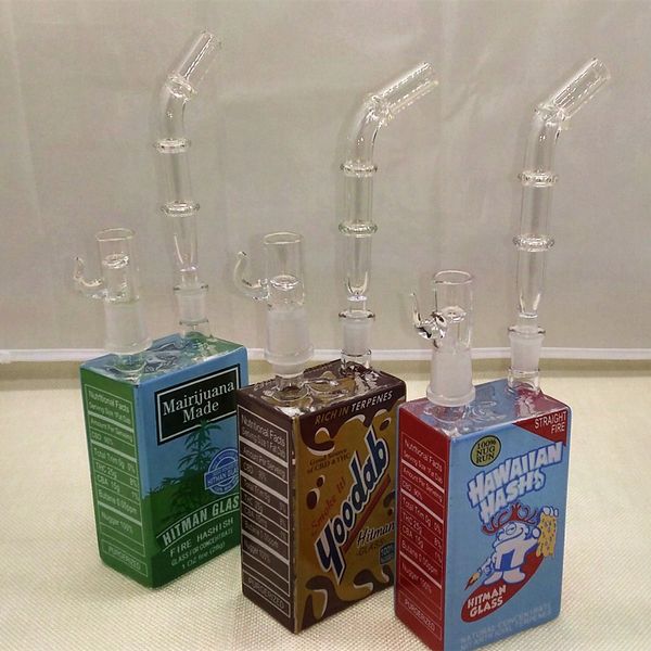 Vendita CALDA! Nuovo arrivo Hitman Mini Liquid glass rig Glass Cereal Box oil Dab Rig 14 mm con bong senza cupola e vetro per unghie