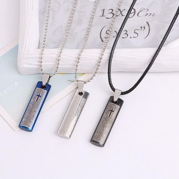 

jesus cross scripture necklace men039s lettering fashion sweater chain wfn455 with chain mix order 20 pieces a lot4195231, Silver