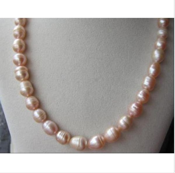 

beautiful 9-12mm natural pink south sea pearl necklace 18" 14k yellow golden cla, Silver