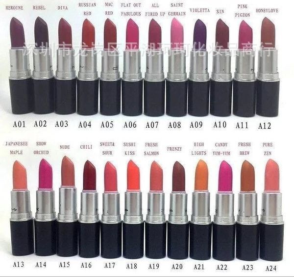 

professional wholesale and retail makeup factory outlet new high quaility 24 colors 3g matte lipstick ing