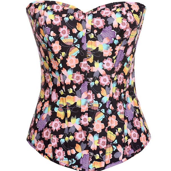 

plus size new charming black lingerie elegant embroidery floral overbust corset and bustiers slimming waist trainer wholesale 0860, Black;white