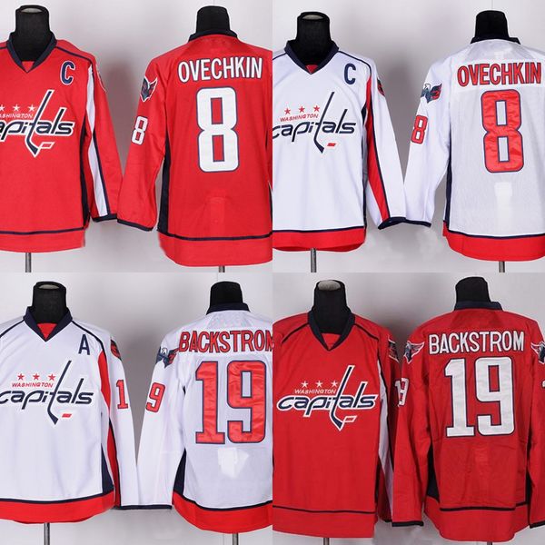 

#8 Alex Ovechkin Jersey Washington Capitals Hockey Jerseys #19 Nicklas Backstrom Hockey Jersey Men High Quality All Stitched Free Shipping