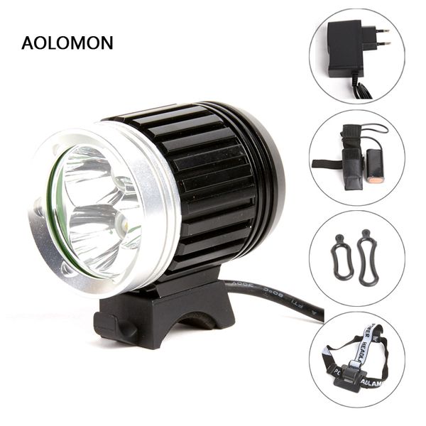 

wholesale- bicycle led light set cree xm-l t6 3x bike bicycle front light rechargeable headlight cycling lamp headlamp adjustable headband