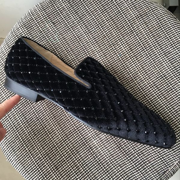 

New 2017 mens rhinestone oxfords,designer brand square toe plaid black business wedding dress shoes,fashion men loafers 39-46