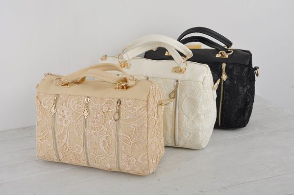 

2017 new fashion vintage women pu leather messenger bag tote shoulder bag lace handbag ing