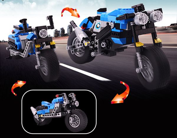 

new diy motorcycle model, boy' building blocks car, 3 patterns, assemble learning toy, kid' party birthday gift, collecting, home