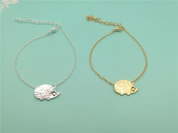 

30pcs cute hedgehog bracelet for women simple cartoon animal porcupine hedgepig bracelets for lady gifts, Golden;silver